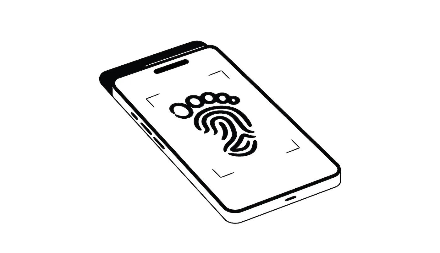 How to check your digital footprint - lead illustration Illustration of a smartphone with an illustration of a footprint on the screen